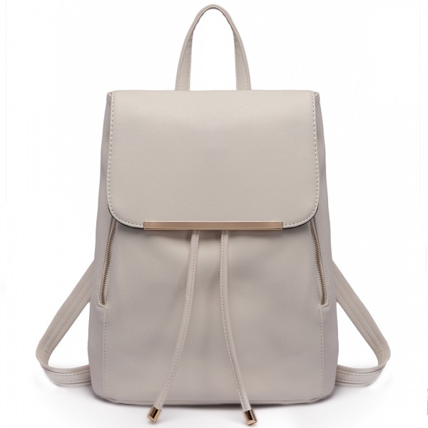 E1669 - Miss Lulu Faux Leather Stylish Fashion Backpack - Light Grey